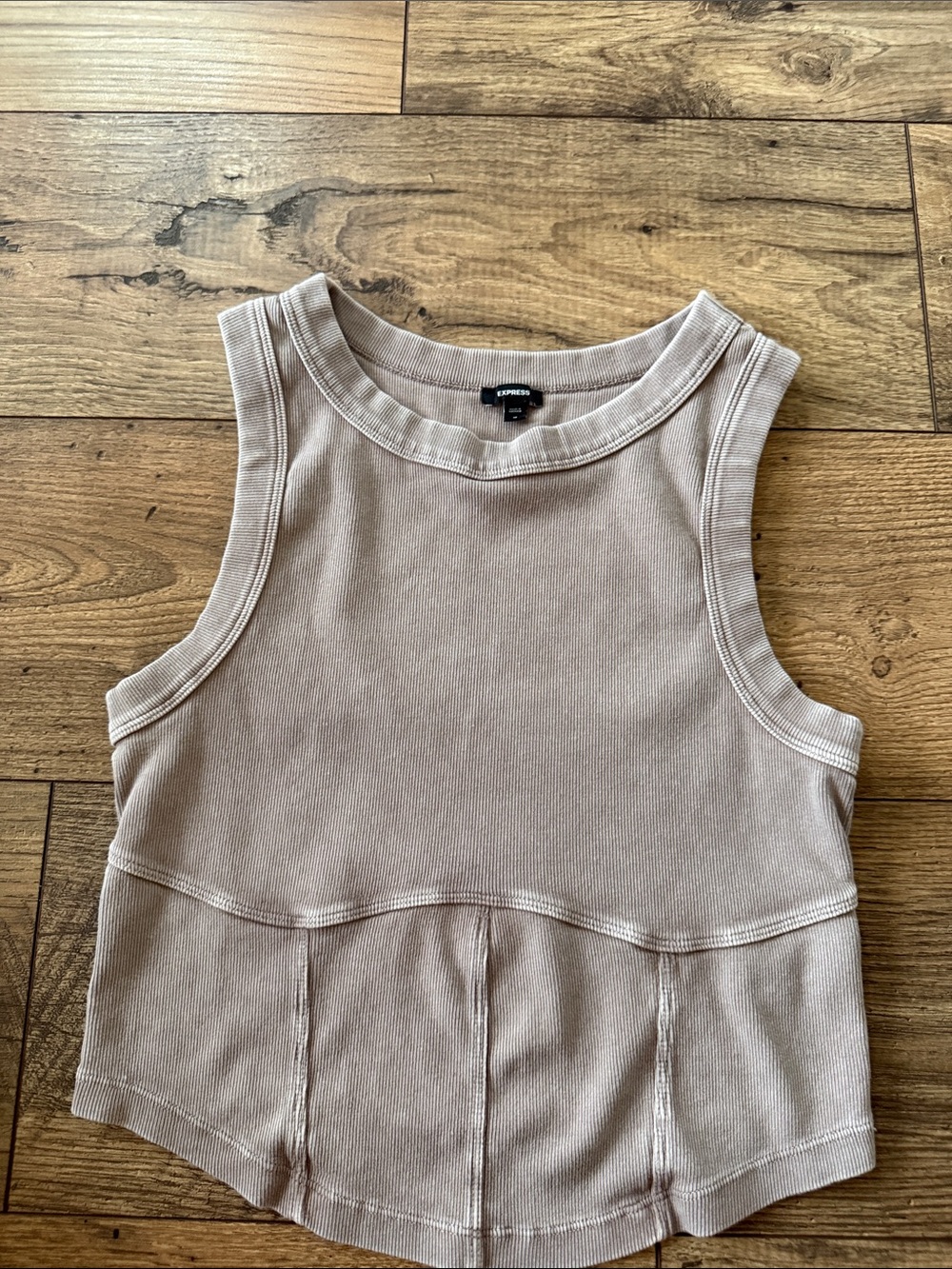 Express Ribbed Tank Top in Taupe - Picture 5 of 7